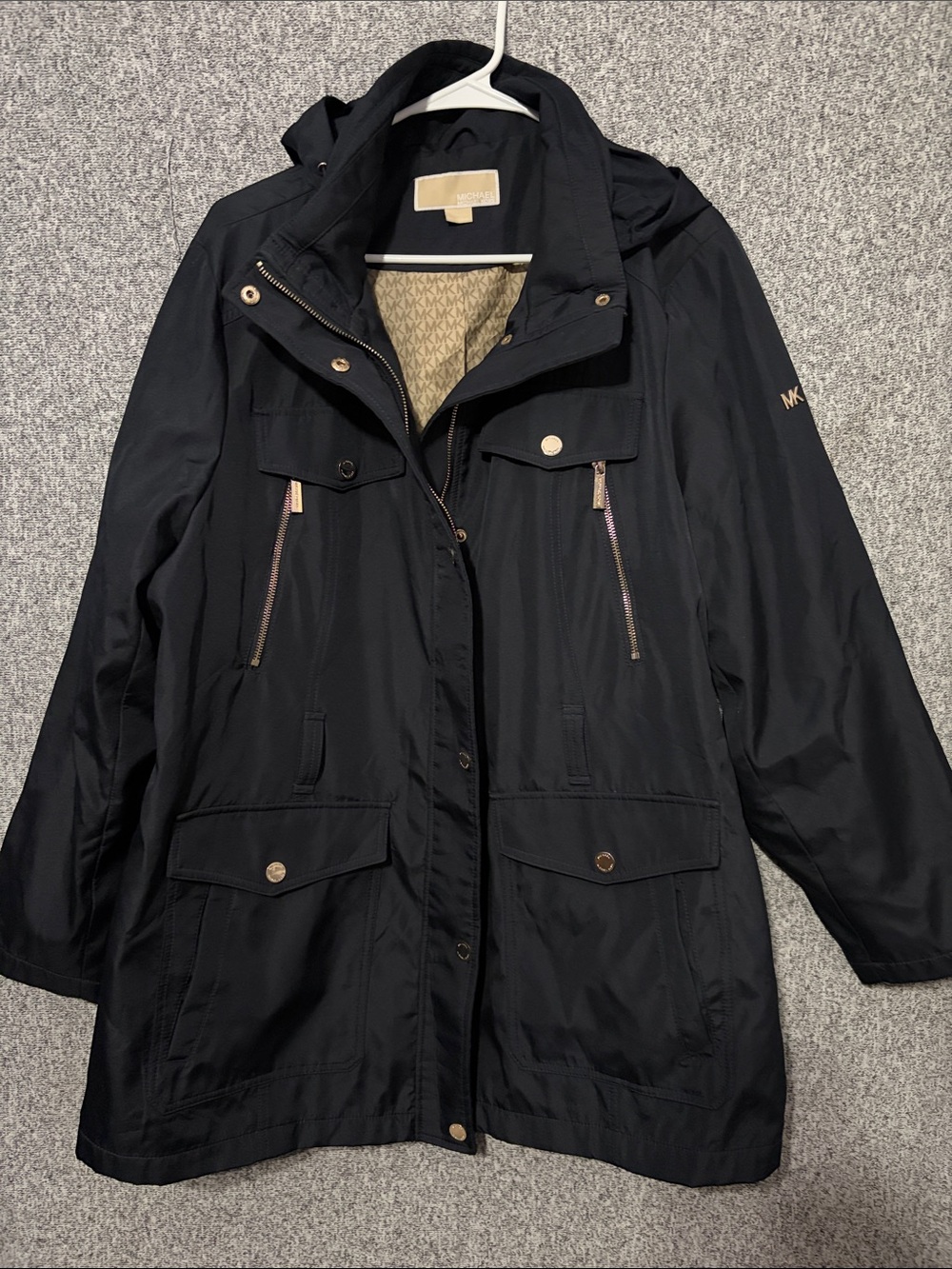 Michael Kors Black Utility Jacket with Gold-Tone Hardware
